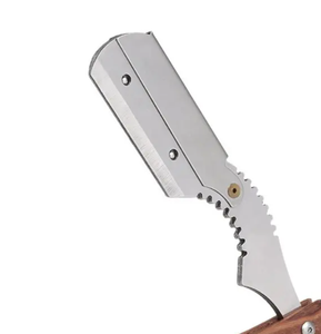 Lame en acier inoxydable de qualité supérieure coupe droite gorge Salon de coiffure rasage rasoir avec manche en bois - Product Image 6