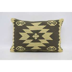 Verde Oliva oscuro 16x24 pulgadas Almohada de lana geométrica Bohemia Patrón vintage Técnica tejida - Product Image 1