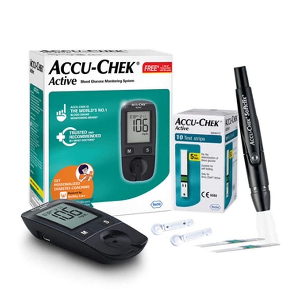 AccuChek Active Blood Glucose Meter: Accurate Home Blood Sugar Testing Kit by VINAY SURGICAL