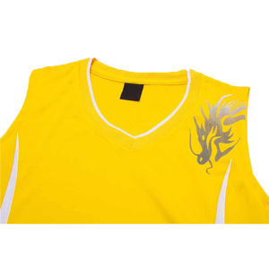 ชุดกีฬาบาสเก็ตบอลแขนกุดสีเหลืองสำหรับผู้ชายชุดออกกำลังกายทีมกีฬาแห้งเร็วระบายอากาศได้ดีขนาดพิเศษ - Product Image 4