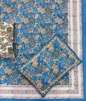 Ensemble de draps en coton biologique à motifs floraux imprimés à la main, ensemble de literie de luxe taille Queen, literie indienne