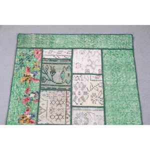 พรมตุรกีโบราณ ขนาด 2.4x7.3 ฟุต (73x223 ซม.) พรมขนสัตว์สีเขียว - Product Image 5