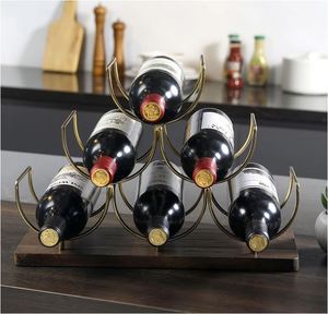 Elegante estante de vino personalizable de mesa funcional de lujo de 6 botellas perfecto para mostrar su barra de mostrador Vintage favorita - Product Image 2