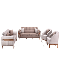 Ensemble de canapés contemporains carrés verticaux capitonnés en tissu, mobilier de salon moderne, canapé de luxe avec pieds en bois et accoudoirs, Villa Park