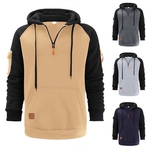 Sudadera con capucha de lana de gran tamaño para hombre, jersey de otoño e invierno, Jersey deportivo de ocio con bolsillo en el brazo con cremallera múltiple, cuello con capucha - Product Image 1
