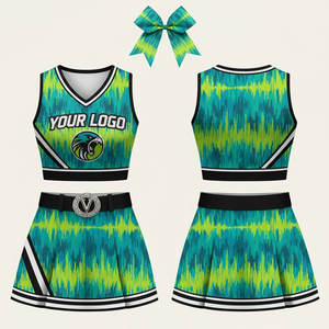 Uniformes de Animadoras Personalizados de Alta Calidad para Niños, Conjuntos de Trajes de Calentamiento para Prácticas de Baile, 100% Poliéster, Logotipo Personalizado Impreso - Product Image 4