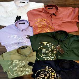 Camisas Casuales de Manga Corta con Cuello en V para Hombre, 100% Algodón, Antiarrugas, Transpirables, Ecológicas, con un Solo Botón, Tejido Dobby, 180g, Verano - Product Image 4