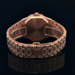 Diseño clásico logotipo personalizado Hip Hop busto abajo Iced Out Lab Grown Diamond reloj de acero inoxidable para precio al por mayor - Product Image 3