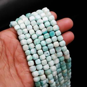 Cuentas de Larimar Azul 100% Naturales, Facetadas, en Forma de Cubo, 7mm, 8 Pulgadas, para la Fabricación de Joyas, Marca Bestseller-Lustre - Product Image 4