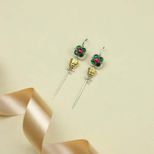 ต่างหูอะโนกี ฟิวชั่น ซิร์คอนลายดอกไม้สี่เหลี่ยม - Product Image 4