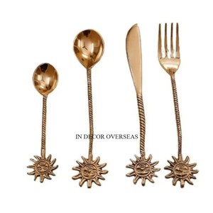 Ensemble de couverts en métal de qualité supérieure en plaqué or de haute qualité pour la maison et l'hôtel Fournitures d'ustensiles de cuisine Vintage Rustic Art Designer - Product Image 1