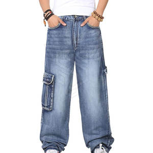 Wholesale Customized Logo Casual Men's Baggy Sportswear Winter <b>Jeans</b> Pants Cotton/Polyester Breathable OEM Service - Product Image 1