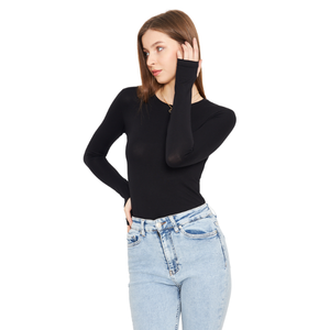 CREW COLLAR FINGER DETAILED LONG SLEEVE BODY WOMEN'S CLOTHING <b>UNDERWEAR</b> BODY - Product Image 1