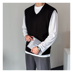 T-shirts homme coupe ample col rond manches longues T Shirt décontracté Style minimal confortable Streetwear Daily Top H3005 - Product Image 4