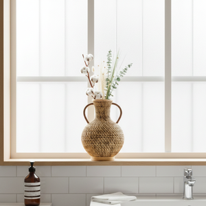 Jarrón de Ratán Ecológico, Ligero, Elegante y Minimalista, Tejido a Mano, de Cerámica y Bambú para Decoración de Suelos, Jarrón de Cerámica y Bambú para Regalo - Product Image 2