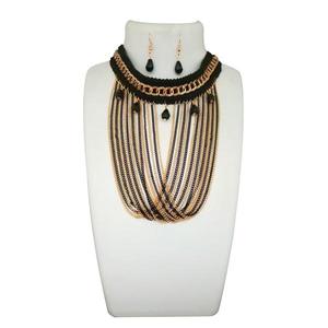 Jeweljunk chapado en oro negro encaje gargantilla collar conjunto con pendientes 1111243 - Product Image 1