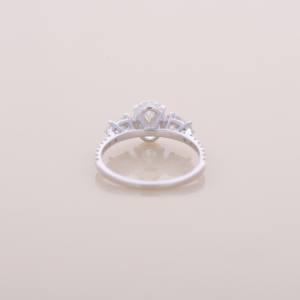 IGI Certified Oval Cut Lab Grown Diamond Three Stone Engagement / Wedding Ring in <b>Solid</b> 925 Sterling <b>Silver</b> - Product Image 3