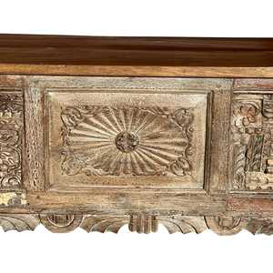 Handmade Carved <b>Console</b> <b>Table</b> in Luxury & Rustic Style Solid Wood & <b>Marble</b> for Living Room Entry Villa & Hotel Furniture - Product Image 4