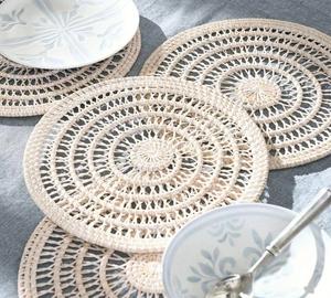 Dining Room Handmade Modern Flower <b>Coasters</b> Pad Water Hyacinth <b>Woven</b> Tablemat Set DHT HANDICRAFT VIETNAM Rattan Charger Home - Product Image 1