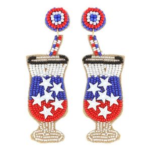 Boucles d'oreilles pendantes brodées à la main, motif patriotique perlé, design cocktail, bijoux fantaisie mignons et tendance, couleurs personnalisées, unisexe, Hiba - Product Image 1