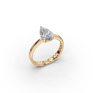 Bague en diamant de forme poire cultivé en laboratoire, 1,5 carat total, clarté VS1 et taille excellente, en or 18K/14K pour fiançailles féminines - Product Image 4