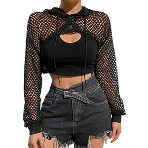 Haut court en coton pour femmes, nouvelle mode, épaules croisées, manches longues, nombril ouvert, soutien-gorge élégant et Corsets, Bustier - Product Image 1