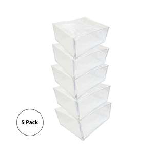 Set of 5 Clear <b>Vinyl</b> Zippered Storage Bags 25x21x11 Inch Plastic Storage Bins & <b>Boxes</b> - Product Image 1