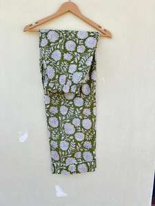 Indio hecho a mano 100% algodón popelina Casual elegante lujo Floral estampado ropa de dormir pijamas Primavera Verano otoño vacaciones mañana - Product Image 3