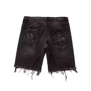 Pantalones cortos de mezclilla desgastados para pantalones cortos de mezclilla OEM, pantalones cortos de mezclilla con cordón de cintura desgastada de estilo callejero informal para hombres para personalizar - Product Image 2