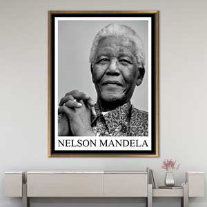 Printed Canvas Poster: Elegant Nelson Mandela Quote Decor,Gold <b>Framed</b> - Product Image 1
