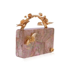 กระเป๋าคลัทช์สไตล์อินเดียสำหรับผู้หญิงกระเป๋าโท้ทสำหรับงานหัตถกรรมสีขาวและสีดำแวววาวระยิบระยับ - Product Image 2