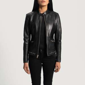 Chaqueta de Motociclista Haley Ray Autumn en Cuero Negro - Product Image 2