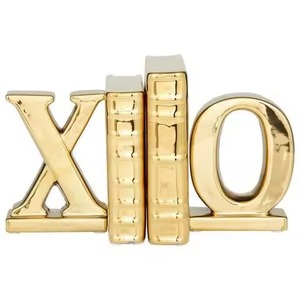 Juego de 2 sujetalibros de piña con acabado dorado de lujo para la decoración elegante de la oficina en casa y la estantería, hechos a mano de La India - Product Image 4