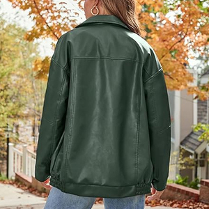 High Quality Ladies Women Genuine Leather Jacket Classic New Design Cotton Filling Oversized Bomber Style Breathable <b>Winter</b> - Product Image 5