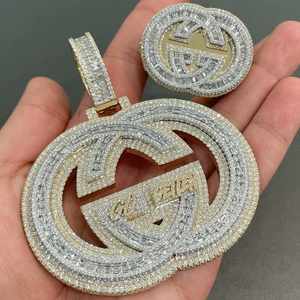 Pendentif de luxe pour mariage, personnalisé, en moissanite véritable taillée de 3,30 carats, plaqué or jaune 18 carats, breloques pour enfants, certifié GRA, cadeau - Product Image 1