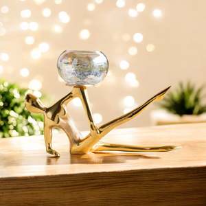 Porte-bougie en or de style indien, design féminin, élégant accessoire de décoration pour la maison, idéal pour centre de table - Product Image 4