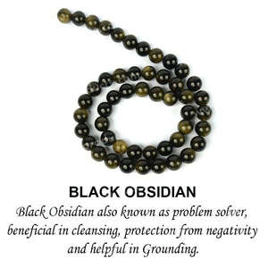 Perles rondes en obsidienne noire naturelle de qualité AAA, 8 mm, 45-50 pièces par brin, pour la fabrication de bijoux - Product Image 2