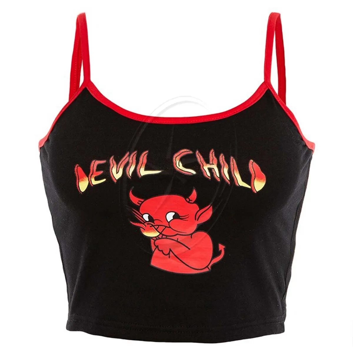 Ladies Clubwear Camisole Tank Sun-Tops Cheap Fashion Trend Women Halloween Devil Print Crop Vest Top Casual Summer Stylish