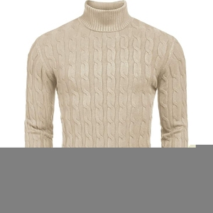 Suéter de poliéster de patrón sólido de cuello redondo informal de manga larga para hombre de alta calidad - Product Image 3