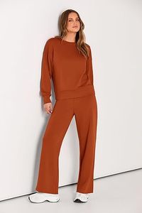 Survêtements d'hiver personnalisés pour femmes 2026, ensemble deux pièces à manches longues 100 % polyester avec motif uni, survêtement personnalisé - Product Image 6