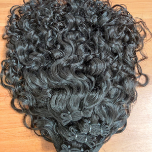 Pelo natural al por mayor 100% de la India virgen crudo corte de templo para el cabello humano ondulado recto de la trama de Genius extremos dibujados individuales - Product Image 5