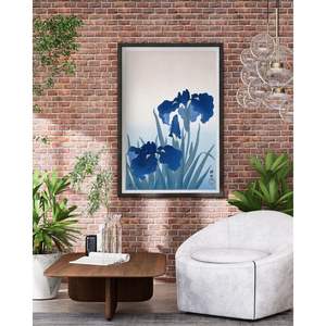 Affiche « Irises » de Ohara Koson de 1925-36, cadre en bois de couleur blanche - Product Image 6