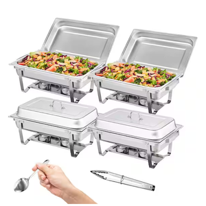 Juego de calentadores de buffet de acero inoxidable Premium con plato de frotamiento clásico con acabado pulido para restaurantes de hoteles y eventos de banquetes - Product Image 3