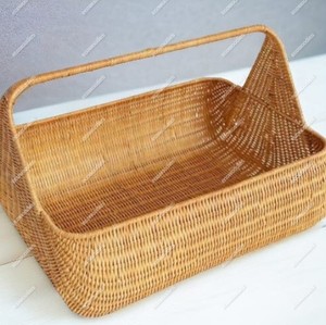 Rotin véritable naturel tricoté à la main, panier de rangement simple et naturel pour les nécessités quotidiennes avec poignées paniers-cadeaux en osier - Product Image 3