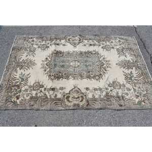 Tapis Vintage en Laine Beige Marron Patchwork Design Grand Rectangle de 4.1X6.6 pieds pour Salon Chambre 10mm d'épaisseur avec Support en Latex - Product Image 3