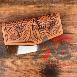 กระเป๋าคลัทช์หนังทำมือสำหรับผู้หญิงสไตล์ตะวันตกดีไซน์ผมแบบหนังขนสัตว์กระเป๋าเงินที่มีเอกลักษณ์ - Product Image 1