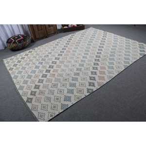 Alfombra Turca Vintage de 7.2x9.7 pies, Alfombra Azul con Diseño Floral - Product Image 2