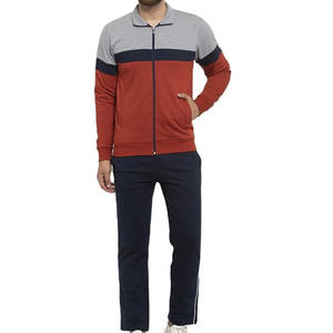 Fournisseur en gros Dernier ensemble de survêtement décontracté en coton à blocs de couleur Confortable Veste à col polo et pantalon Ensemble de survêtement pour homme à porter au quotidien - Product Image 4