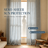 Rideau de cabane en bois de style japonais, rideau de confidentialité en coton transparent, motif rayé, protection solaire, lavable en machine, usage domestique