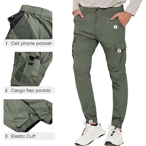 Pantalon cargo de randonnée pour hommes, coupe ajustée, jogging extensible, pantalon de cyclisme imperméable de plein air avec poches, OEM de haute qualité, vente en gros - Product Image 4